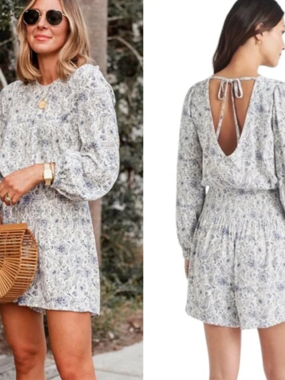 Splendid x Cella Jane Printed Smock Waist Romper, S, NWT